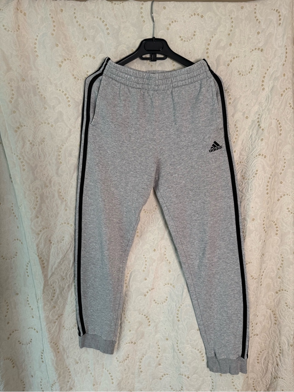 adidas Gray Sweatpants with Black Side Stripes